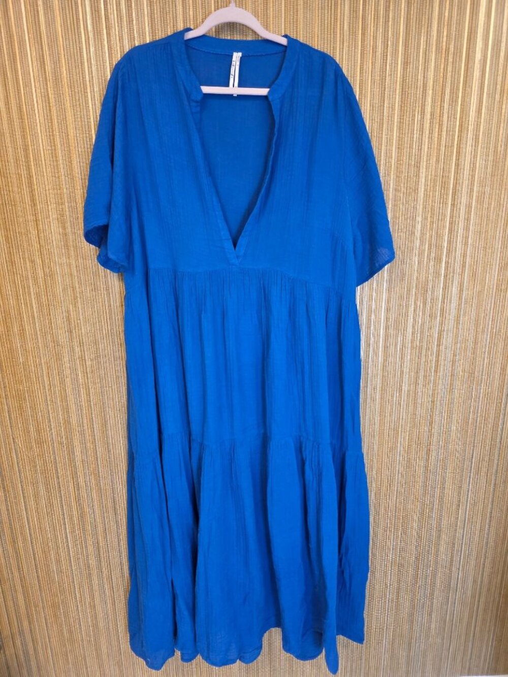 By Anthropologie The Kallie Flowy Midi Dress Women's Sz 2X Plus Blue Resort Boho - Picture 2 of 5